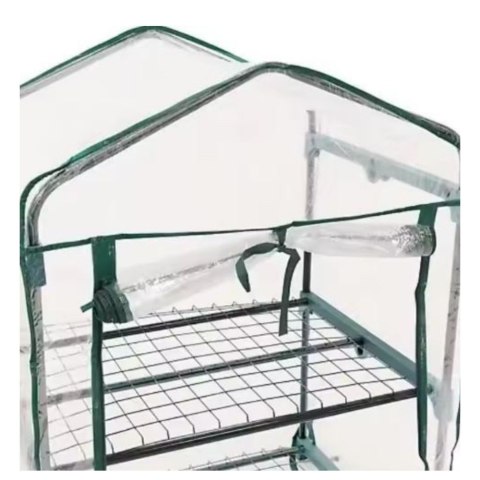 Mini Szklarnia Balkonowa Ogrodowa 4 Półki Metalowe Folia PVC 69 x 49 x 157cm LEAN