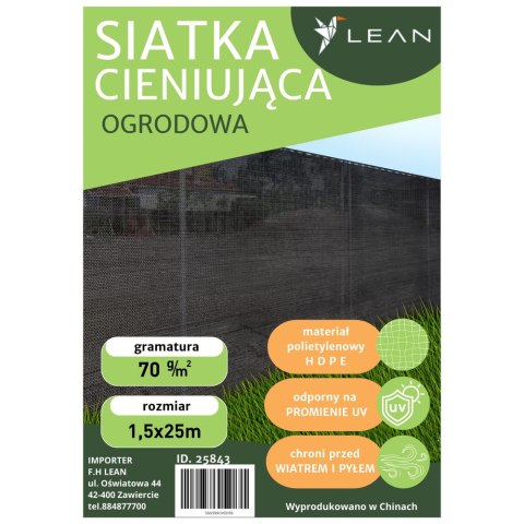 Siatka Cieniująca Na Ogrodzenie Płot Maskująca Czarna 1.5M 25M 70g/m² LEAN