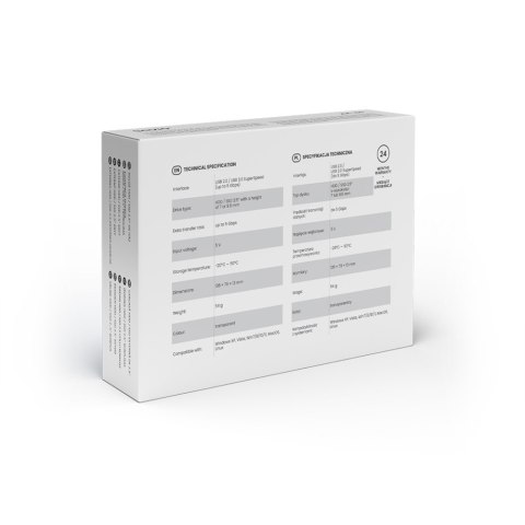 Zewnętrzna obudowa na dysk HDD/SSD 2.5", USB 3.0, AK-66, transparentna Savio