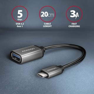 RUCM-AFAC Kabel adapter USB 3.2 Gen 1 Type-C samiec -> Type-A żeńska, 0,2m, 3A, ALU AXAGON