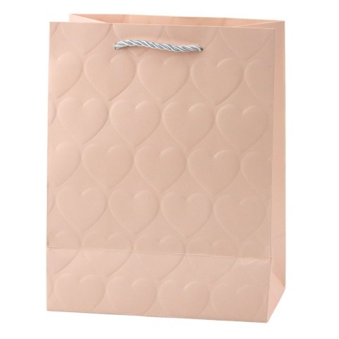 Torba Prezentowa Elegancka Tłoczone Serca Pastelowa 23 x 18 x 10,5 cm LEAN