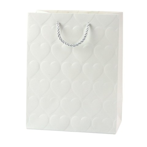 Torba Prezentowa Elegancka Tłoczone Serca Pastelowa 23 x 18 x 10,5 cm LEAN