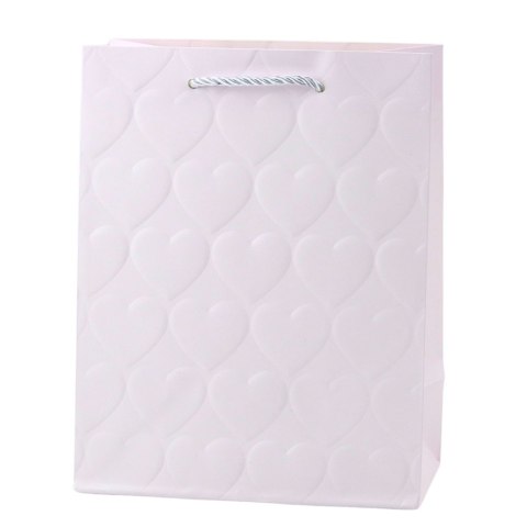 Torba Prezentowa Elegancka Tłoczone Serca Pastelowa 23 x 18 x 10,5 cm LEAN