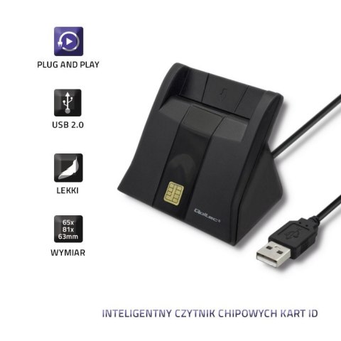 Inteligentny czytnik chipowych kart ID | USB 2.0 | Plug&play Qoltec