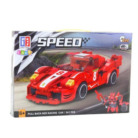 Klocki Konstrukcyjne Auto Robot 2w1 Czerwony Napęd 341 el. LEAN Toys