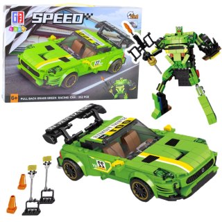 Klocki Konstrukcyjne Auto Robot 2w1 Żółto-Zielony Napęd 352 el. LEAN Toys