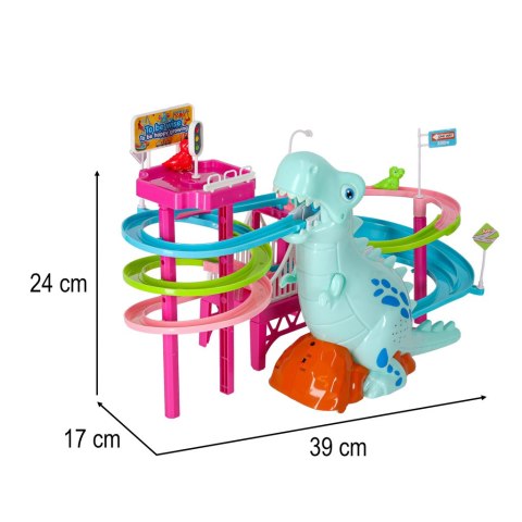 Tor wyścigowy dinozaur zjeżdżalnia ruchome schody LED dźwięk Kik Sp. z o. o. Sp. k.