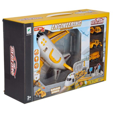 Transporter samolot rozkładany z autami + 3 auta pojazdy budowlane światła dźwięk Kik Sp. z o. o. Sp. k.