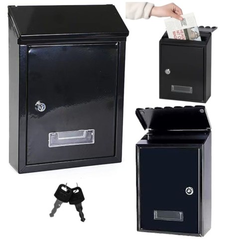 Skrzynka Pocztowa Na Listy Stal Ocynkowana Czarna 26,5x18,5x6,5cm LEAN