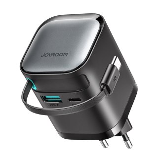 Ładowarka sieciowa GaN 65W USB-A USB-C z wbudowanym kablem USB-C - czarna JOYROOM