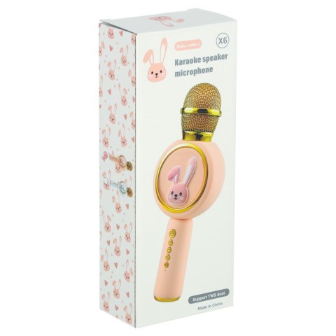 Mikrofon bezprzewodowy do karaoke bluetooth głośnik króliczek różowy Kik Sp. z o. o. Sp. k.