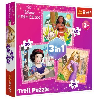 Puzzle - 3w1 (20, 36, 50) - Piękne kwiaty - Disney Princess - Trefl 34875 Trefl Puzzle