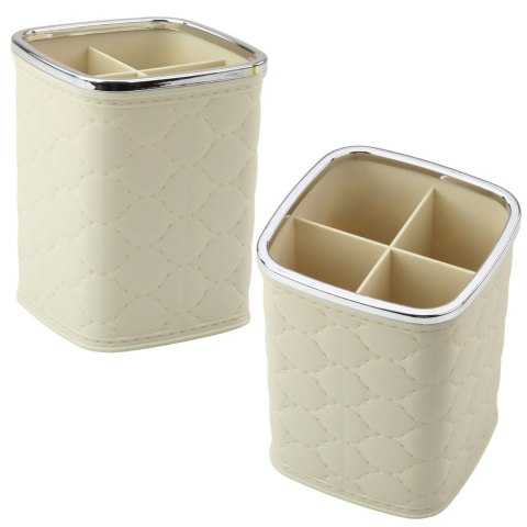 Organizer Pojemnik Na Pędzle Cztery Przegrody Biały 12 x 9,5cm LEAN
