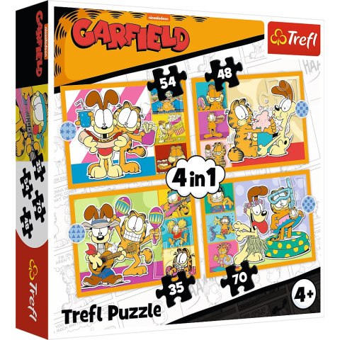 Puzzle - 4w1 (35, 48, 54, 70) - Garfield Kocha lasanię - Trefl 34673 Trefl Puzzle