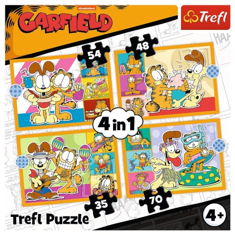Puzzle - 4w1 (35, 48, 54, 70) - Garfield Kocha lasanię - Trefl 34673 Trefl Puzzle