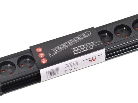 Listwa zasilająca 8 gniazd 1,5m z włącznikiem, Montaż ścienny Maclean