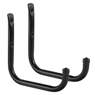 2x uchwyt ścienny, max 22kg/uchwyt MC-487 Komplet 2 uchwytów ściennych na opony, koła, drabinę, rower. Stalowy, Czarny Maclean