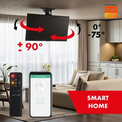 Uchwyt sufitowy elektryczny do TV, MC-491 23-65', max 30kg, VESA 600x400, obrót 90st, pilot Maclean