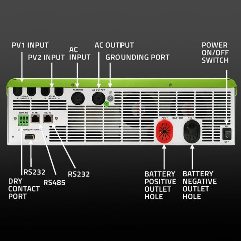 Hybrydowy Inwerter solarny Off-Grid 11000W | 160A | 48V | MPPT | BMS | Sinus | opcja Wi-Fi | Power Factor 1.0 Qoltec