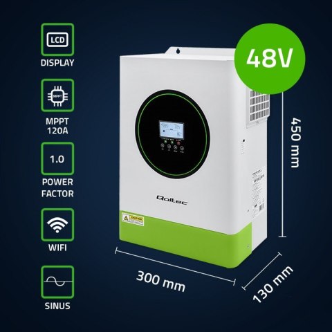 Hybrydowy Inwerter solarny Off-Grid 6200W | 120A | 48V | MPPT | BMS | Sinus | opcja Wi-Fi | Power Factor 1.0 Qoltec