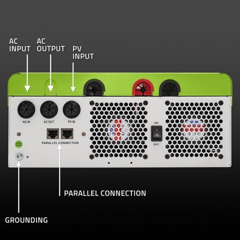 Modularny Hybrydowy Inwerter solarny Off-Grid 6.2kVA | 6.2kW | 120A | MPPT | 12 jednostek | BMS | Sinus | opcja Wi-Fi | Power  Qoltec