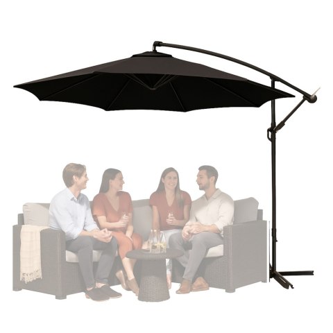 Parasol Ogrodowy Boczny Z Regulacją Pochyłu Pokrowiec 350 x 250cm Czarny LEAN