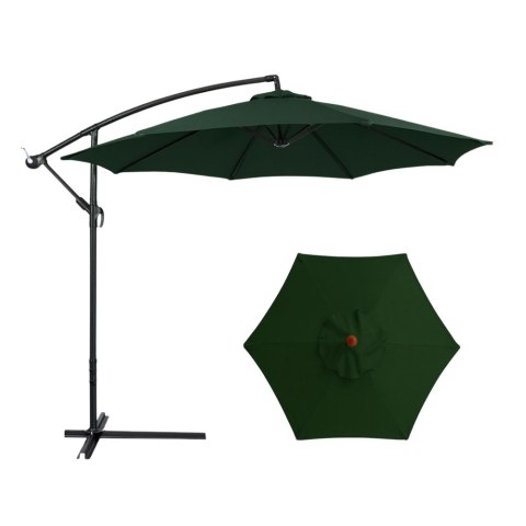 Parasol Ogrodowy Boczny Z Regulacją Pochyłu Pokrowiec 350 x 250cm Zielony LEAN