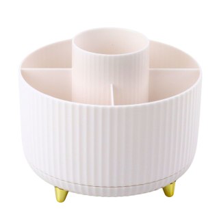 Organizer Na Pędzle Kosmetyki Obrotowy 360° 5 Przegród Biały LEAN