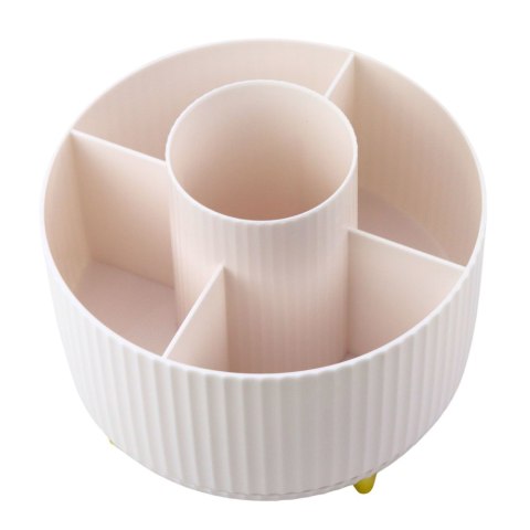 Organizer Na Pędzle Kosmetyki Obrotowy 360° 5 Przegród Biały LEAN