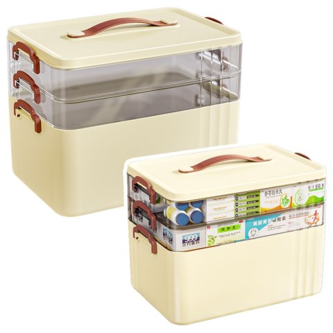 Pudełko Organizer Na Leki Pojemny 3-Poziomowy Apteczka Domowa LEAN