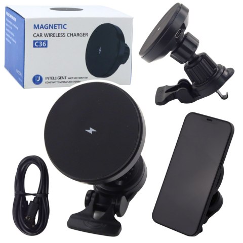 Uchwyt Samochodowy Magnetyczny Z Ładowarką Indukcyjną 15W LEAN