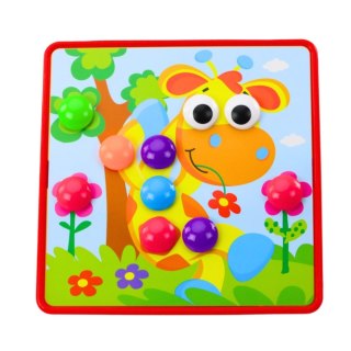 Układanka Guzikowa Mozaika Kreatywna Kolorowa 12 Plansz 46 Guzików LEAN Toys