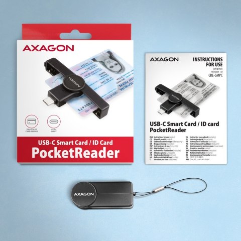CRE-SMPC Czytnik kart identyfikacyjnych PocketReader USB-C AXAGON