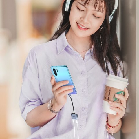 Adapter przejściówka audio USB-C - USB-C + mini jack 3.5mm - szary UGREEN