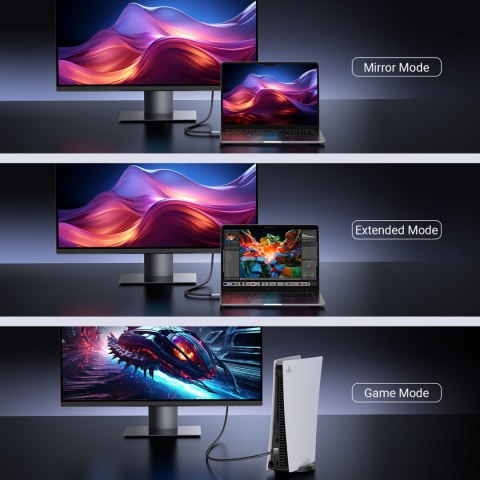 Kabel przewód HDMI 2.1 8K certyfikowany VRR QMS QFT ALLM 3m - szary UGREEN