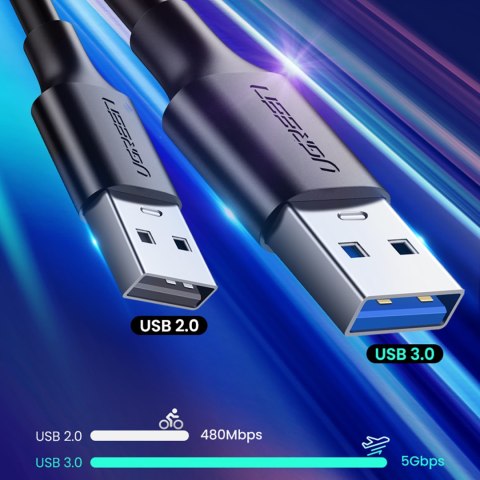 Kabel przewód USB-A 3.0 - USB-C 3A 0.5m - czarny UGREEN