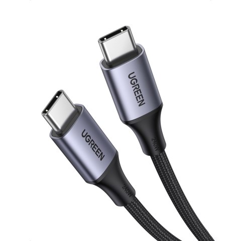 Kabel przewód USB-C PD w oplocie 240W 5A 480Mb/s 1m czarno szary UGREEN