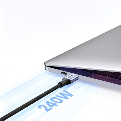 Kabel przewód USB-C PD w oplocie 240W 5A 480Mb/s 1m czarno szary UGREEN