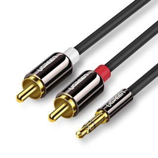Kabel przewód audio mini jack (męski) - 2RCA (męski) 1m - czarny UGREEN