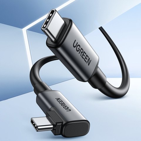 Kabel przewód kątowy USB-C z obsługą gogli VR Oculus Quest 2 60W 5m czarny UGREEN