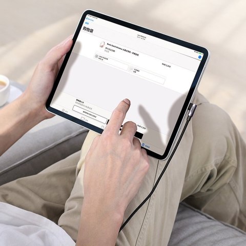 Kątowy kabel przewód USB-C Power Delivery 60W 20V 3A 1m czarno-szary UGREEN