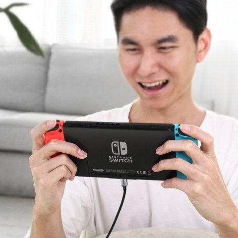 Kątowy kabel przewód USB-C Power Delivery 60W 20V 3A 1m czarno-szary UGREEN