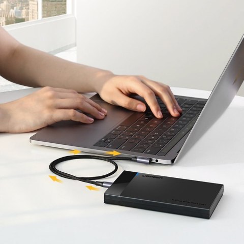 Kątowy kabel przewód USB-C Power Delivery 60W 20V 3A 1m czarno-szary UGREEN