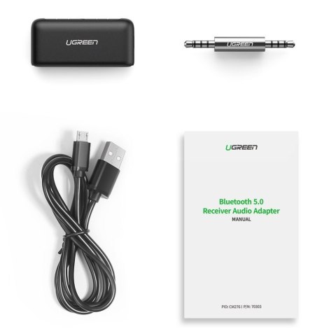 Odbiornik dźwięku audio do samochodu Bluetooth 5.0 AUX mini jack czarny UGREEN