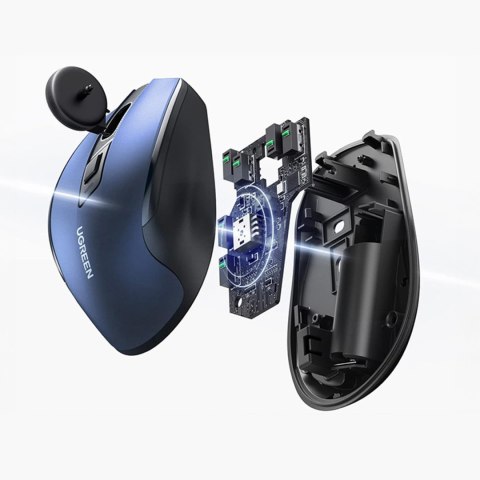 Precyzyjna mysz bezprzewodowa USB 2.4GHz Bluetooth 5.0 optyczna 4000 DPI niebieska UGREEN