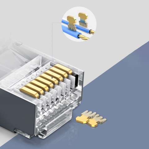 Wtyczka końcówka RJ45 do skrętki 8P8C UTP Cat. 6 srebrny - ZESTAW 10szt. UGREEN