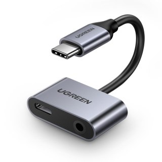 Adapter audio dwuportowy USB-C (męski) - mini jack 3.5mm / USB-C (żeński) - szary UGREEN