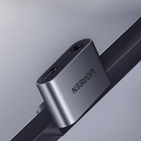 Adapter audio dwuportowy USB-C (męski) - mini jack 3.5mm / USB-C (żeński) - szary UGREEN