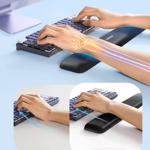 Ergonomiczna podkładka do klawiatury pod nadgarstki z pamięcią kształtu - czarna UGREEN