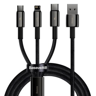 Kabel przewód 3w1 USB USB-C Iphone Lightning microUSB 3.5 A 1.5 m czarny BASEUS